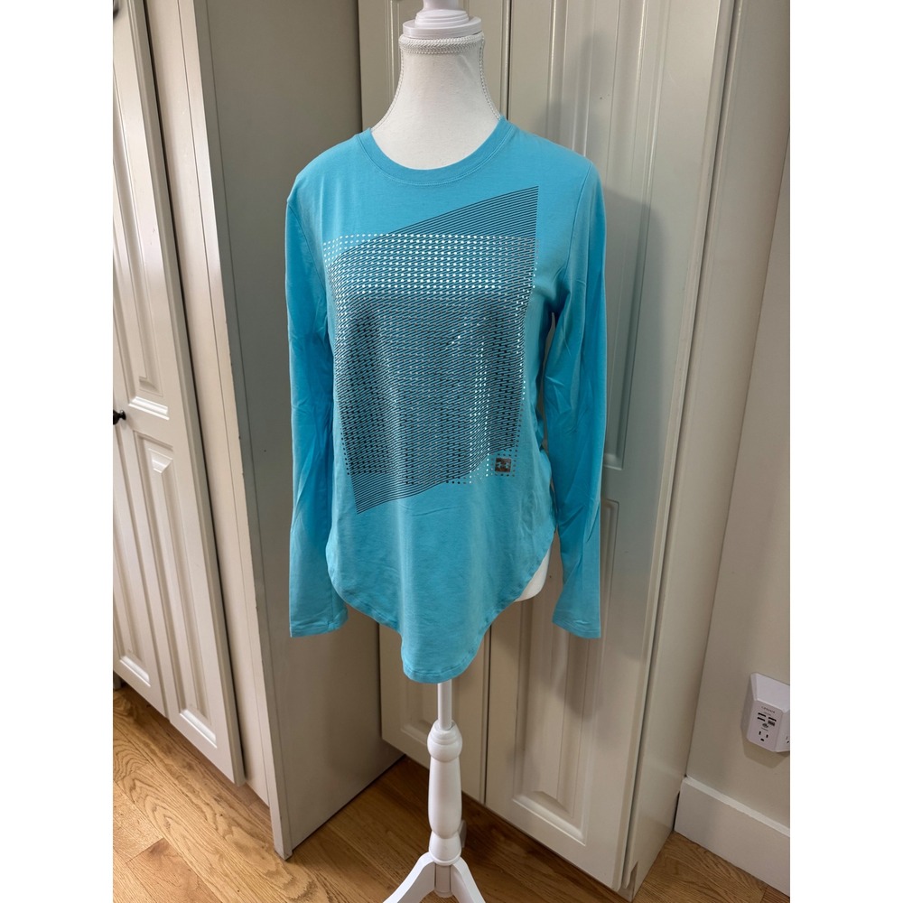 Under Armour HeatGear Turquoise‎ Blue Long Sleeve Athletic Top Medium Loose Fit